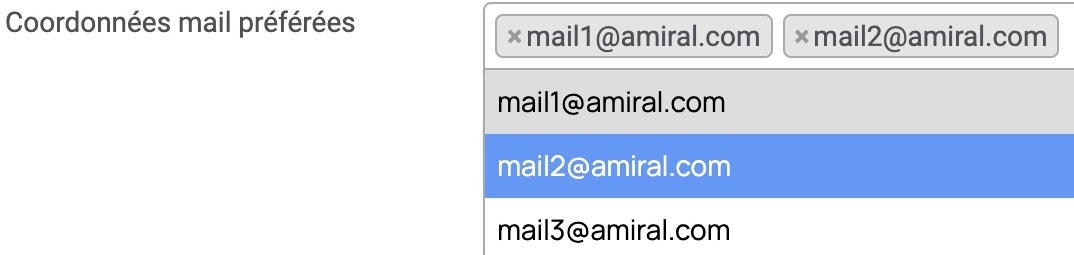 coordonnées mail préférées par chaines de documents