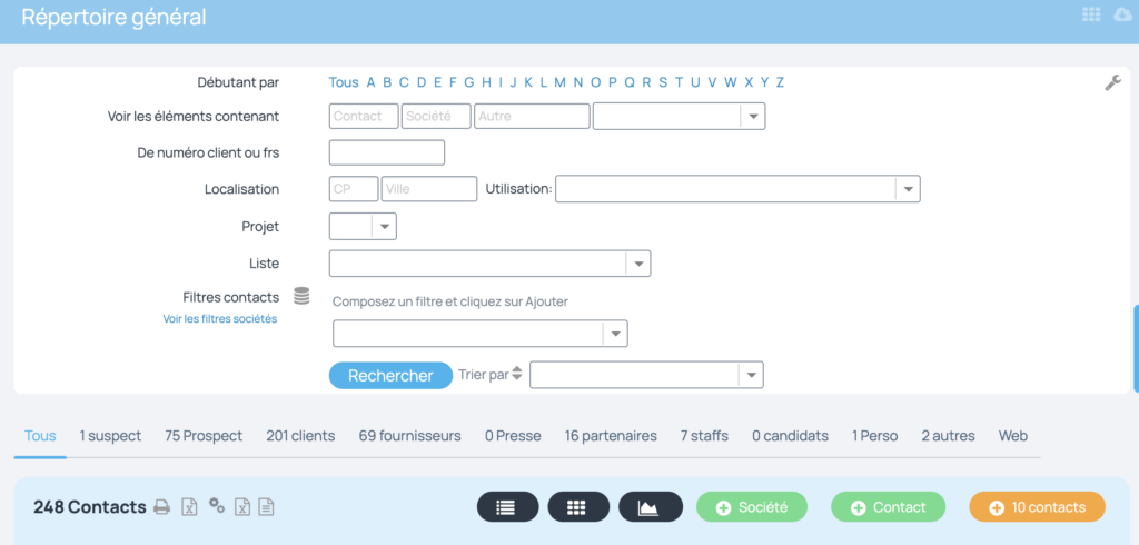 Accéder au répertoire des contacts