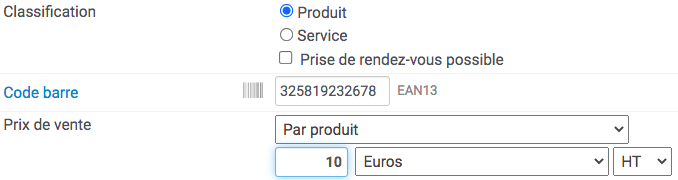 Ajouter un code barres produit