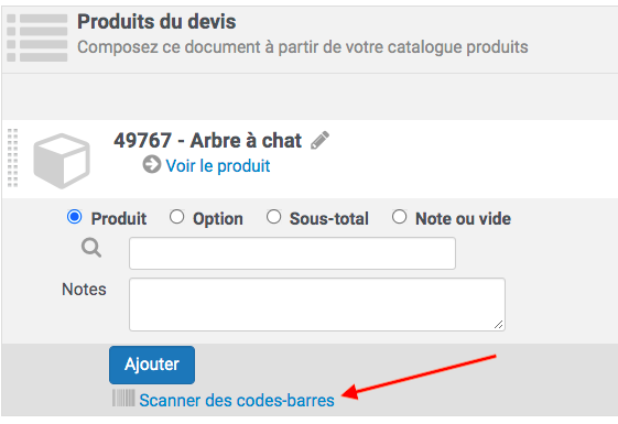 Activer scan par code barres