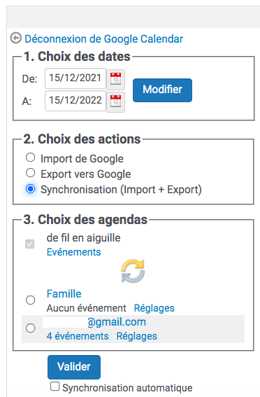 Synchroniser Google Agenda et incwo