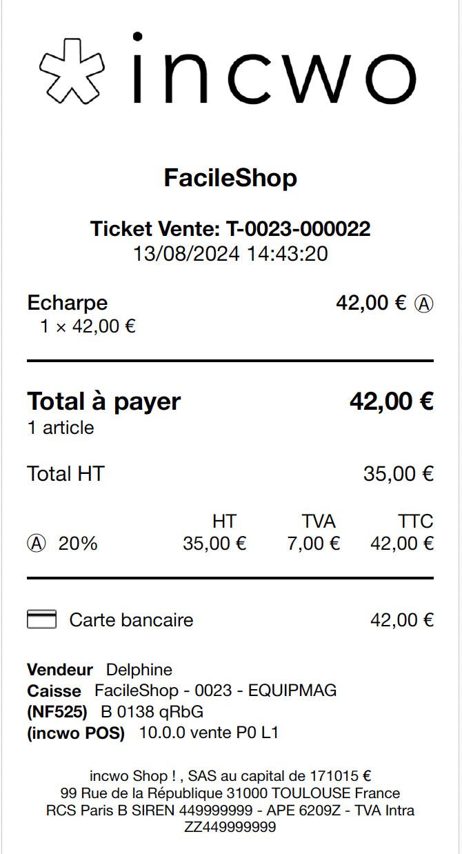 Mention légales ticket caisse