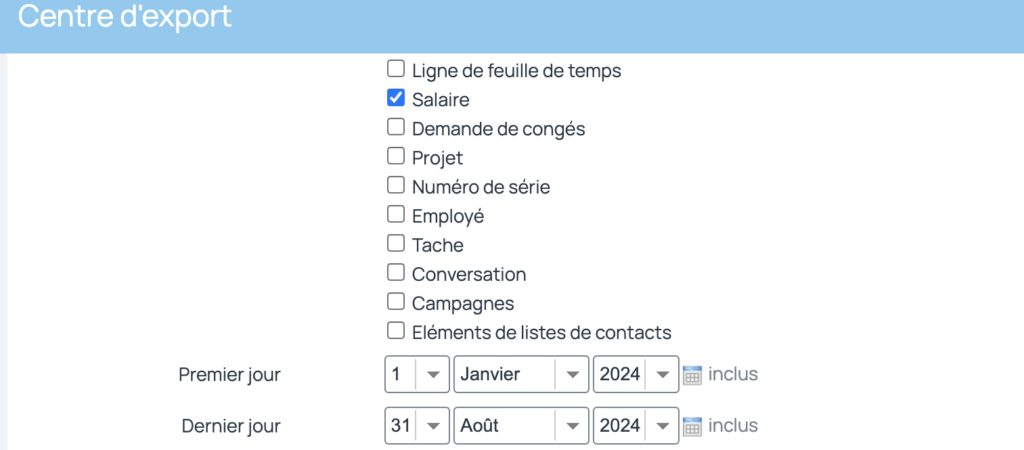 Exporter des préparations des salaires