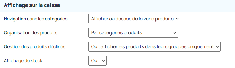 Régler l'affichage de la vignette avec le stock sur les produits présent sur la caisse