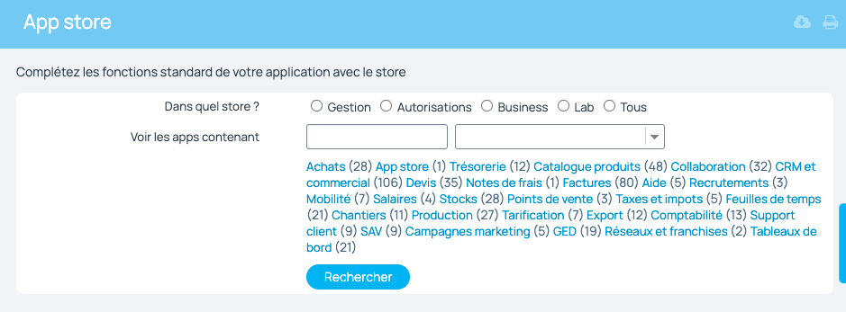 menu principal App Store