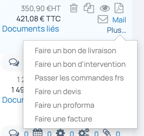 Transformer devis en facture depuis la liste des devis dans incwo