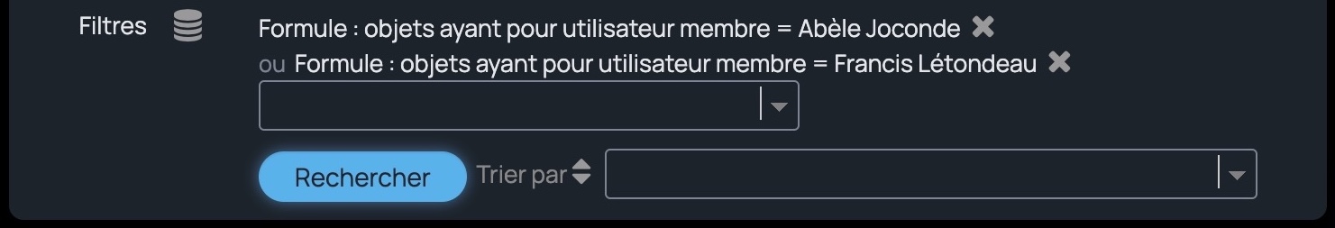 Filtre de recherche