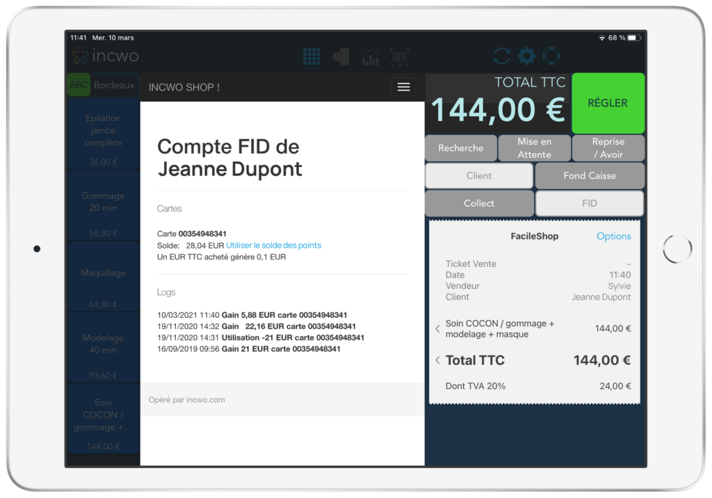 compte fidélité sur incwo POS