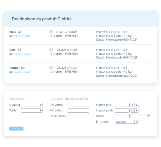 Gestion des produits composés, déclinés ou multi-dimentionnels